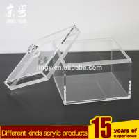 Clear cube pmma cotton organizer pmma plexiglass cotton swab case with lid cube acrylic cotton box