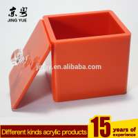 Cube orange cotton box pmma plexiglass cotton organizer acrylic cotton pads case