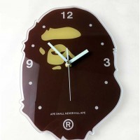 Wholesale Custom Shape Coffee Color Printed Wall Mounted Plastic Acrylic Clock for Home Decoration