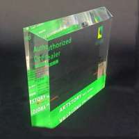 Custom 3 Sides Beveled Square Acrylic Lucite Plaque with Silkscreen Printing for Souvenir blank glass awards trophy