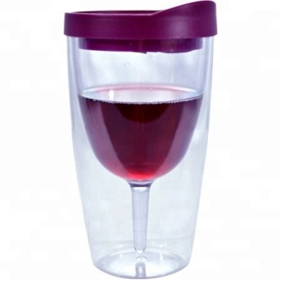 10 OZ Acrylic Double Wall  Insulated Red Wine Tumbler Cup