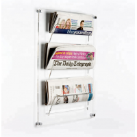 T02 Custom Wall Mount Clear Acrylic Newspaper Storage Rack Display Stand