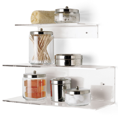 BOK109 Single & Double Clear Acrylic Wall Shelves