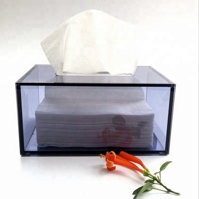 Custom Clear Colorful Acrylic Tissue Napkin Toilet Paper Holder Box With Lid