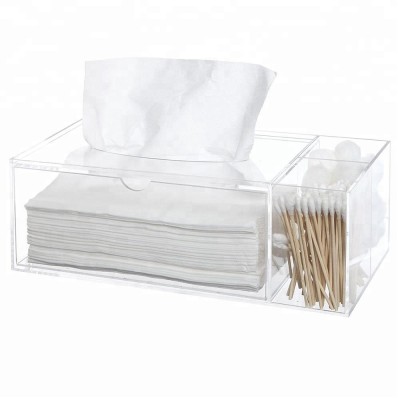 Clear Acrylic Tissue Box With Cotton Bud Swab Storage Box