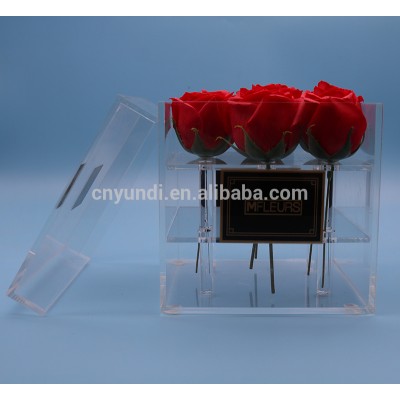 WY-01-87 Custom Gold LOGO 9 Roses Acrylic Flower Rose Packing Box