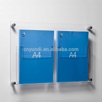 Double A4 Acrylic Brochure Display Pocket With Aluminium Feet